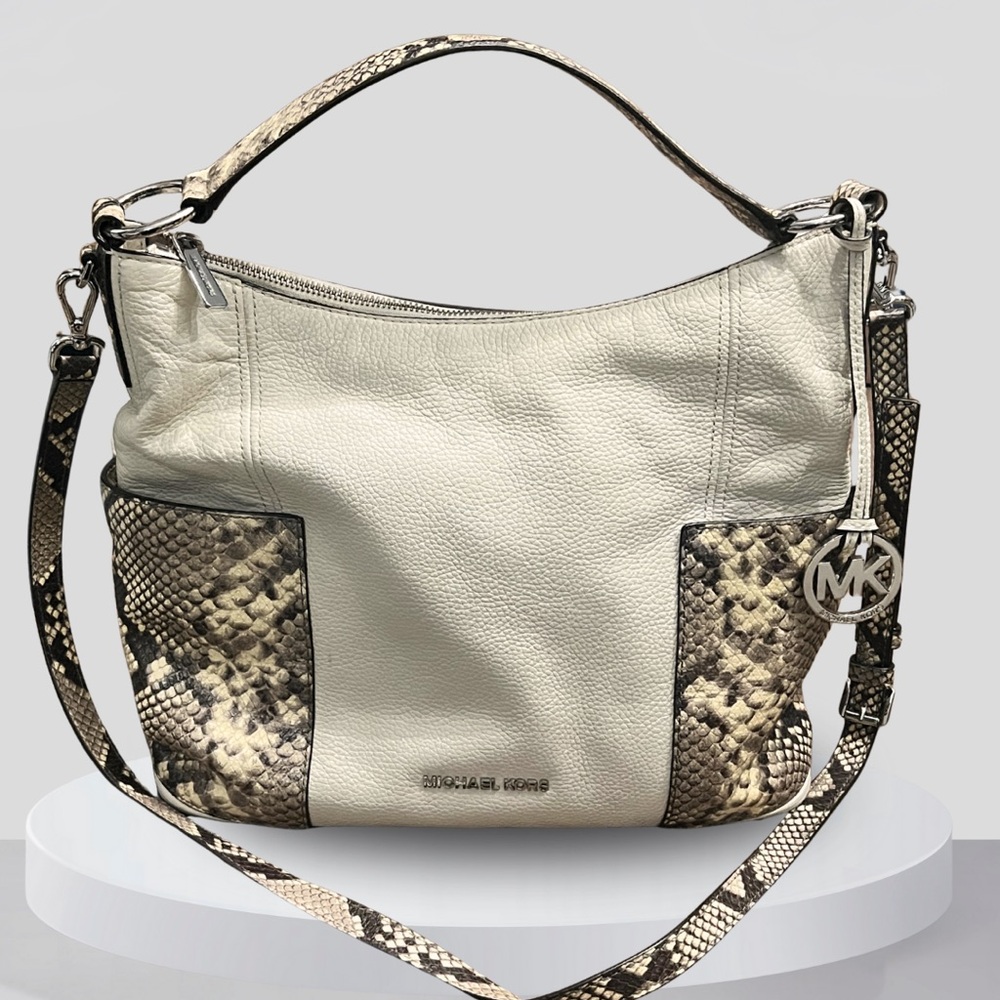 Michael Kors Anita Large Leather & Snakeskin Convertible Shoulder crossbody Bag